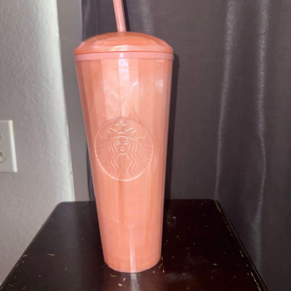 Starbucks Pink Accent Tumbler with Geometric Texture